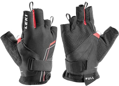 LEKI Nordic Breeze Shark Short Handschuhe, schwarz-rot-Weiss, EU 10
