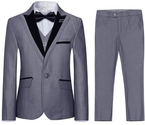 Sliktaa Jungen Anzug 3-Teilig Slim Fit Tuxedo Sakko Hose Weste