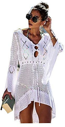 Women’s Sunscreen Bathing Suits Cover ups Lace Crochet Bikini Dresses Beachwear Hollow Out