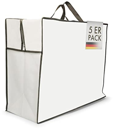 PROCAVE Aufbewahrungstasche für Bettdecken & Kissen 5er Set - Aufbewahrungstasche groß - Tasche für Bettwäsche mit Reißverschluss - Bettdecken Aufbewahrungstasche atmungsaktiv - Made in Germany