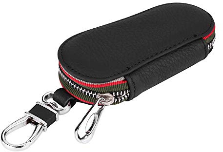 KIMISS Porte-clés, Universel De Voiture Auto PU en Cuir Zipper Clé De Voiture Housse De Stockage Housse De Stockage Couverture(Noir)