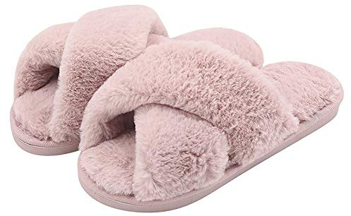 Fadezar Pantofole Peluche Donna Ciabatte da Casa Comode Invernali Moda Scarpe Sandali Slippers