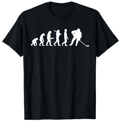 Eishockeyspieler Geschenkideen Evolution T-Shirt, Herren, Schwarz, S, Kurzarm, V-Ausschnitt, Klassische Passform, Polyester, Cartoon, Vintage Klassisch, Unikat-Grafik, Alle Jahreszeiten, 1 Stück