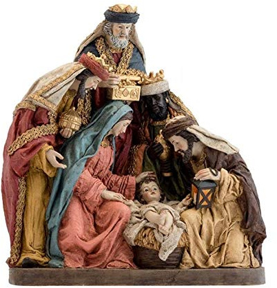 DRW Klassische Krippenfigur mit Königen, 1 Stück, aus Kunstharz, 33 x 37 cm
