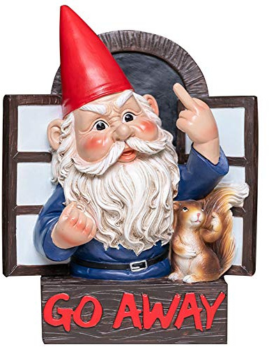 Grumps Go Away!, großer Go-Away Zwerg mit erstaunlichen Details, großer unhöflicher Gartenzwerg, wasserfestes Kunstharz, für Hof, Rasen, Garten, Dekoration und Geschenk