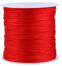 Cuerda de Nylon, Cordón de Nudo Chino, 100M x 0.8MM Cordón DIY Bisuteria, 1 Rollo Cordón de Macramé Hilo de Nylon, para Hacer Bricolaje Pulseras Collares Joyas Nudos Chinos Hecho a Mano(Rojo)