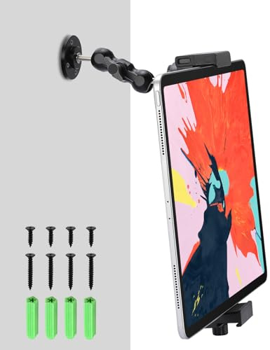 NUOMIC Aluminium Tablet Wandhalterung, Durable Wandhalterung iPad für Auto Tisch und Küchen, Universal Tablet Handy Wandhalter für iPad mini Air Pro und iPhone 4,7-12,9