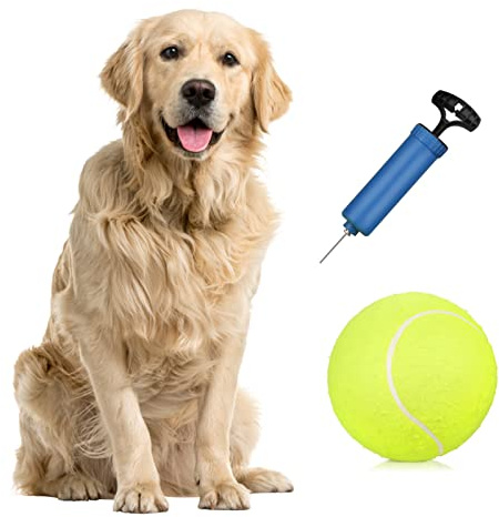 Aomiun 9,5 Tennisball für Hunde Aufblasbarer Hundespielball Tennisball (9,5 Zoll mit pumpe)