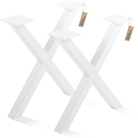LAMO Manufaktur Tischbeine für Esstisch | Schreibtisch, Mark Light | Vierkantprofil 60x60 mm, Tischgestell 40x43 cm (BxH), Weiß | 2 Stück, LTS-03-G-CC-9016