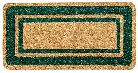 emmevi Zerbino Cocco 40x70 cm Elegante Robusto Ingresso Casa Esterno Antiscivolo Mod.COCCO_BORDO VERDE