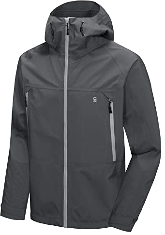 Little Donkey Andy Herren Wasserdichte Regenjacke leichte Atmungsaktive Outdoor Regenmantel Winddicht Softshelljacke zum Wandern, Fahrraden, Reisen Grau M