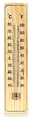 Termometro Ambiente Interno Esterno, Analogico, Temperatura da -40°C a +50°C (Legno 220X48X8mm)