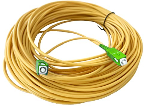 D.Square - Cable de Fibra Óptica 25m Monomodo Simplex G657A2 9/125µm LSZH, Latiguillo Amarillo FTTH SC/UPC-SC/UPC, Compatible Operadores Movistar Jazztel Vodafone Orange Amena Masmovil Yoigo.