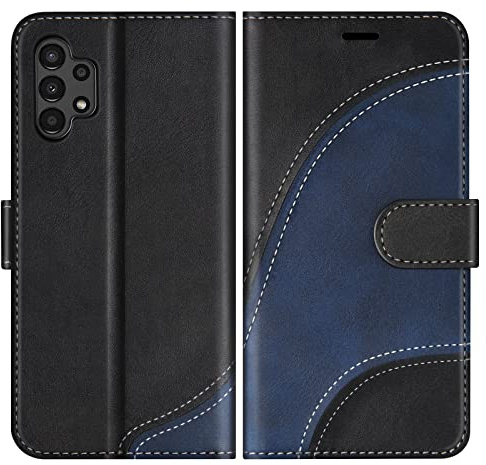 BoxTii Cover per Galaxy A13 4G, Custodia in PU Pelle Portafoglio per Samsung Galaxy A13 4G, Magnetica Cover a Libro con Slot per Schede, Nero