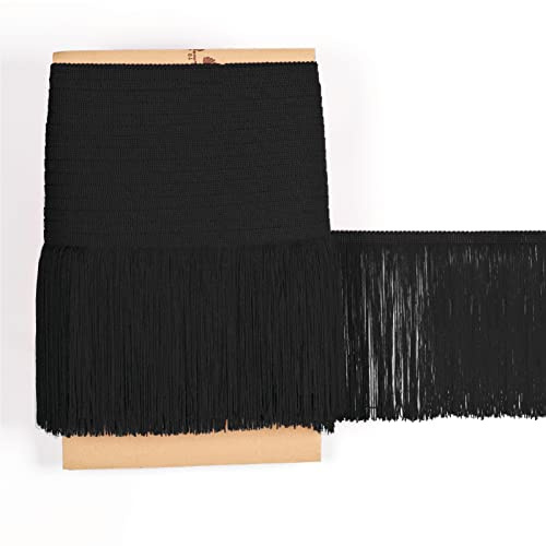 TEXTEX = Fleco de Cuquillo para Coser de Flamenca y Sevillana. Composición Rayón 100%. Largo de 20cm. Piezas de 5m - (Negro)