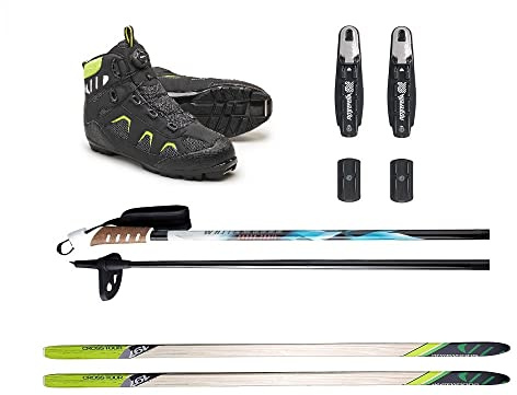 Whitewoods Adult 802 Moz-Lacing NNN Cross Country Ski Package, 177cm - for Skiers 121-150 lbs. (EU Boot Size: 41)