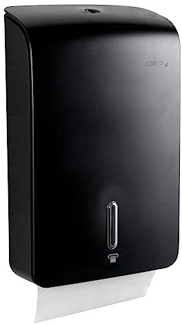 Clean Tek Professioneller Papierhandtuchspender, 27,7 x 10,9 x 42,9 cm, 1 C/M-Falz-Handtuchspender, Handtücher separat erhältlich, wasserdicht, schwarzer Kunststoff-Handtuchspender Restaurantware