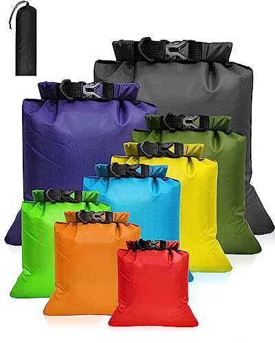 MOXTOYU Dry Bags Waterproof Set 8 Pack, 13L-1.5L Organizer Storage Bags for Camping Outdoor Hiking Fishing Cycling Dry Sack