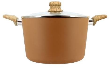 MENASTYL - Faitout 24cm Colorama noisette - En Aluminium - Revêtement antiadhésif en céramique - Tous feux dont induction