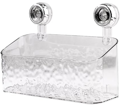 Qurygin Mensola Ventosa - Contenitore per Bagno con, Organizer per Doccia con Motivo Ghiacciaio, Mensola per Doccia con Ventosa, Ripiani per Doccia con Ventosa Durevole Stabile 29,2×12,9×20,9cm