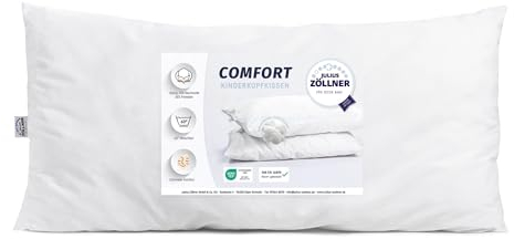 Julius Zöllner® Comfort Cojín 40 x 80 cm, Almohada Infantil para un sueño Saludable, Lavable a 60 °C y Certificado Öko-Tex Standard 100, Fabricado en Alemania, Color Blanco