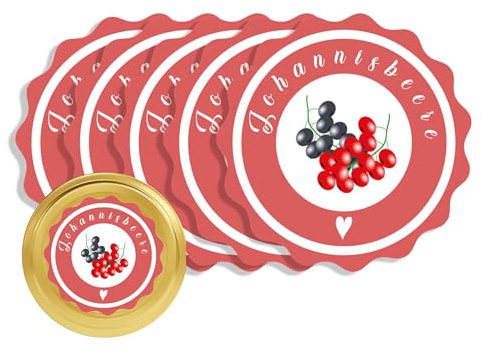 Apoidea – Marmeladen Etiketten selbstklebend 36 Stück/hochwertige Etiketten für Marmeladengläser/Aufkleber Marmeladengläser/Runde Etiketten selbstklebend Marmelade - Johannisbeer