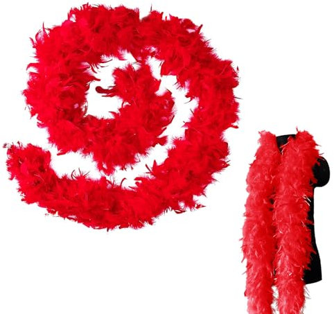MORAINJAY Federboa,2 Meter 90g Feder Boas Flauschige Pute Federn Schal Damen,Federstola für Damen Kostüm Kleid Mädchen Tee Party,Federschal für Karneval Party,Kostüm Party (Dunkelrot)