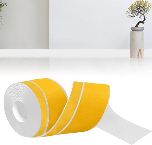 bechoanigel Plinthe Souple Autoadhésive, 50mm x 20mm x 12m Plinthe Adhesive PVC Imperméable, Résistant à L'huile, à L'épreuve de la Moisissure pour la Cuisine et la Salle de Bain (Blanc)