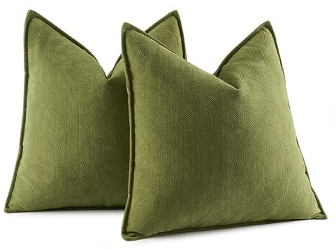 MIULEE 2er Kissenbezug 40x40 Matcha Grün Chenille Kissenbezüge Kissenhülle Sofakissen dekokissen zierkissen Elegantes Design für Couch Sofa Wohnzimmer
