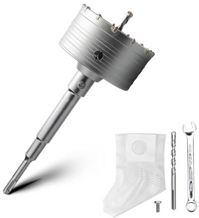 Juego de brocas de 115 mm con adaptador SDS Plus de 220 mm y broca de centrado de 8 x 110 mm, para mampostería y hormigón