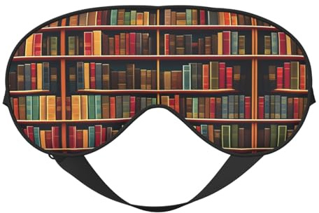 Schlafmaske mit Bücherregal-Bücherdruck, Schlafmaske, Nacht-Augenbinde, weicher Augenschutz für Damen und Herren, für Reisen, Nickerchen, Meditation