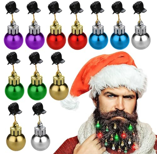 24 Stück Jingle Bells Schnurrbart Weihnachtsdekoration, bunte Weihnachtsglocke & Schlittenglocke Ornamente – Weihnachts-Gesichtshaarkugeln, bunt klingende Ringglocken, Bartclip, Bart Weihnachtskugeln