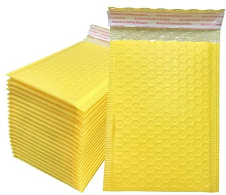 50 x gepolsterte Briefumschläge, Schaumstoff-Umschläge, selbstklebend, mit Luftpolster-Versandtasche, Versand, Geschenkpakete, Luftpolster-Versandtaschen, Gelb, 50 Stück, 20 x 25 cm