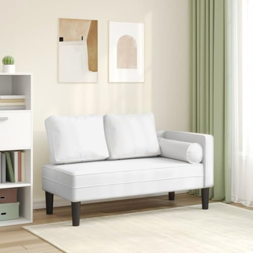 Xichuzi Chaiselongue mit Kissen Weiß Kunstleder, Relaxliege Wohnzimmer, Relaxsessel, Lesesessel, Ruhesessel, Bettsofa - 4007564