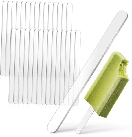 CONGARTENO Bastoncini Ghiaccioli Impugnatura Comoda in Acrilico Trasparente 30 Pezzi per Uso Alimentare e Conservazione in Freezer
