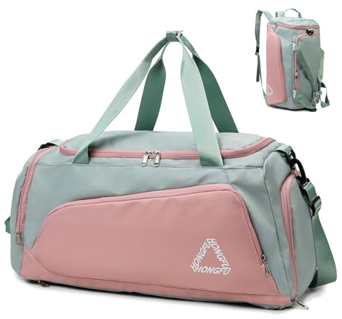 Suweir Sporttasche Damen 45L Reisetasche mit Schuhfach Nassfach Wasserdicht Weekender Travel Gym Duffle Bag mit Rucksack Schwimmtasche Trainingstasche Badetasche für Fitness, Sport, Reisen