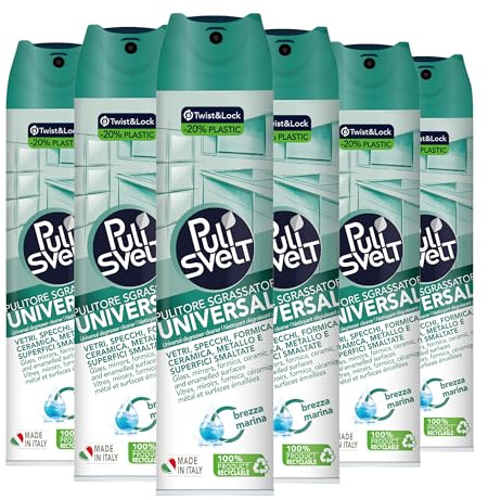PULISVELT - Pulitore Sgrassatore Universale, 6 x 300 ml | Adatto a tutte le superfici dure della casa