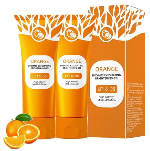 Orange Exfoliating Brightening Gel, 50g Gel Exfoliant Visage Et Corps, Gommage Corps Exfoliant, Gelee Eclaircissante Gommage, Gentle Exfoliator For Face, Skin Exfoliator For Body (2PC, 50g)