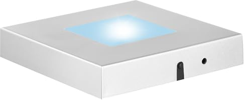 EUSTUMA LED Light Base Square Display Stand In A Variety of Colors,Lighted Up Stand Color Changing LED for 3D Glass Crystal Art,Holiday Party Decoration. (Large silver, Large)