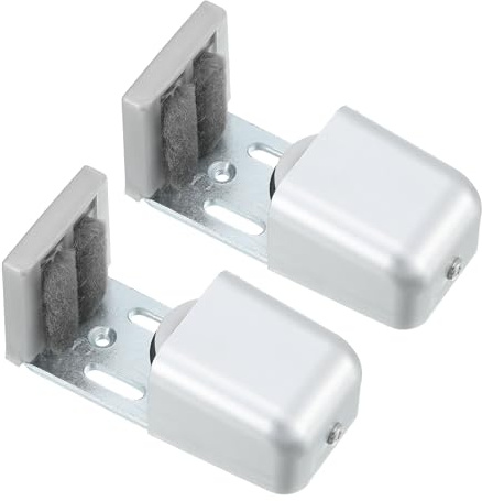 QUARKZMAN 2Stk Schiebe Tür Böden Führung 35-58mm Feststeller Rolle Silber | Verstellbare, Bündige Flache Böden Rolle Räder, Mit Filz Pad, Für Türen Schränke Kleine Räume