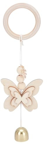 UNICRAFTALE 1 campana a farfalla in legno da appendere, per aprire porte, portafortuna, decorazione per finestre d'ingresso, da parete, in pizzo, per decorazione di interni, lunghezza 26,2 cm
