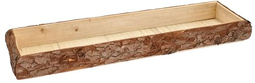 Meinposten Tablett Holz Natur Baumrinde Dekobrett Holztablett Schale Servierbrett Länglich 50 cm rustikal (XL 50 cm)