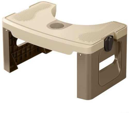 Yuanpgky Sgabello pieghevole portatile per WC, per adulti, antiscivolo, per migliorare la postura accovacciata, poggiapiedi salvaspazio per il bagno, 40 x 17 x 21 cm, grigio (cachi)