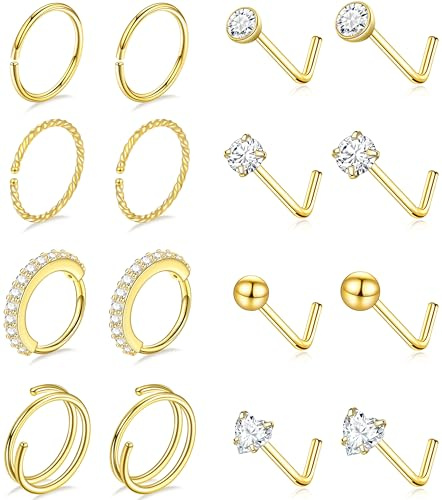 VELORICHE Nose Rings Hoops for Women Nose Studs Jewellry Piercings Surgical Stainless Steel Hypoallergenic