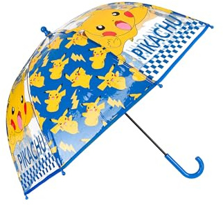 Pokémon Kinder Regenschirm – Stockschirm mit Pikachu Motiv – Transparenter Schirm mit buntem Druck – Für Jungen und Mädchen ab 3 Jahren – Leicht & stabil