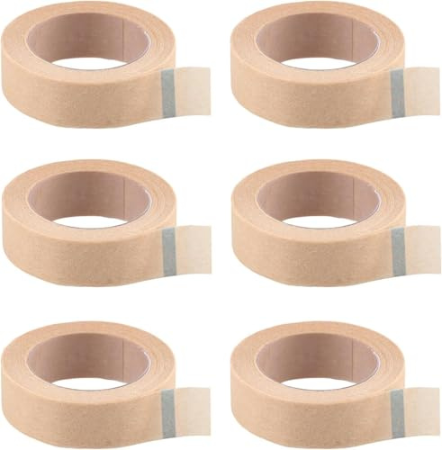 6PCS Rouleaux Ruban de Peau Flexible 1,25 cm x 9 m Ruban Micropore Sparadrap Respirant Peau Bande de Maintien pour Strap Doigt Nez Pansements Cils Sport
