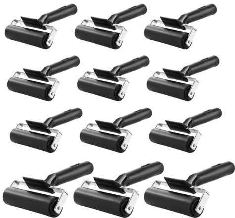 Swylexn 12 Pcs Rubber Brayer Roller with Plastic Handle, 10x15cm Wallpaper Roller for Stamping and Scrapbooks, Screen Print Making