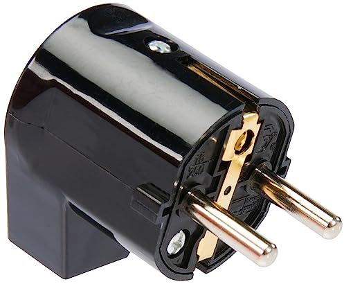 Schwabe 45042 Fiche coudée à Contact de Protection PVC 230 V Noir IP20
