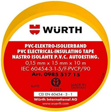 Professionelles elektrisches Isolierband, 19 mm x 25 m, gelb, 10 Stück
