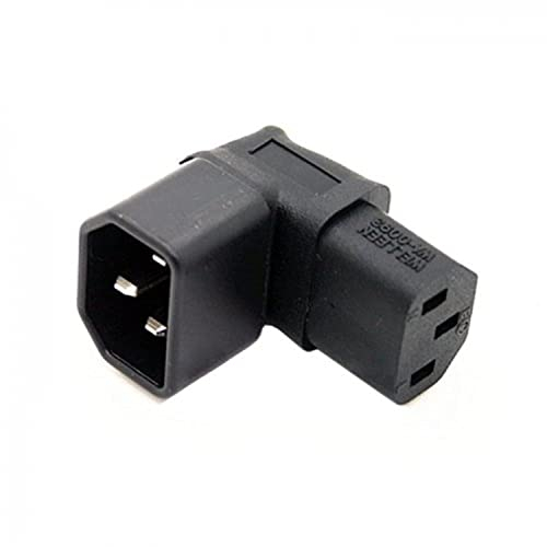 cablecc PW-142IEC Male C14 to Up Direction Right Angled 90 Degree IEC Female C13 Power Extension Adapter,Black